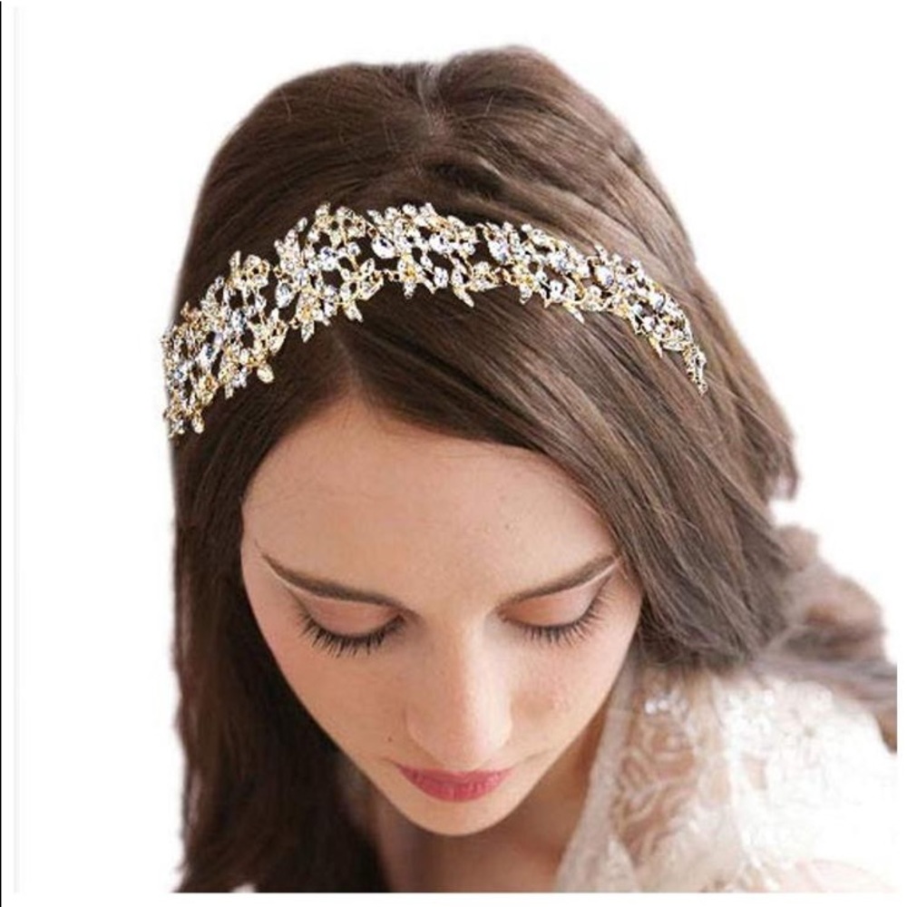 Crystal Hair Band With Pink Ribbons